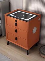Casier Rechargeable Intelligent Gris Smart Glass 2 Meubles Longue Armoire De Chevet Avec Chargeur Sans Fil À 3 Tiroirs