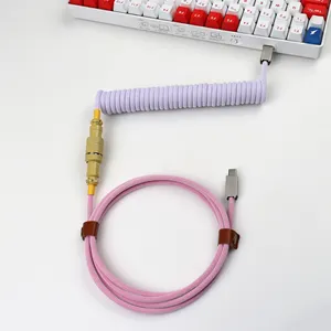 Cable de teclado portátil tipo C a USB C cable en espiral largo para teclado mecánico USB C Cable de aviador en espiral - Product Image 1