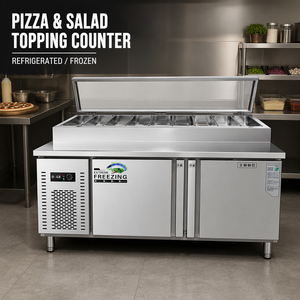 Table de préparation réfrigérée commerciale en acier inoxydable pour pizzas, salades et sandwichs, avec bacs à ingrédients pour restaurant - Product Image 5
