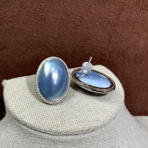 Pendientes Ovalados de Perla Mabe de Agua Salada, Plata S925, 16x23mm, Grado AAA, Engaste de Bisel, Joyería Clásica para Mujer, Ideal para Fiestas - Product Image 3