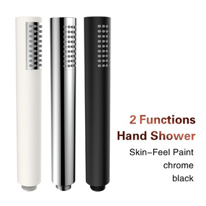 หัวฝักบัวแบบมือถือ ทรงกระบอก ฟังก์ชั่นฝนตก วัสดุ ABS พกพาสะดวก ทำความสะอาดง่าย สีโครเมี่ยมดำ - Product Image 1