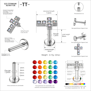 Pendientes de titanio F136 5A con circonita <span class=keywords><strong>en</strong></span> forma de cruz, aretes de moda para la oreja, anillos de titanio para la <span class=keywords><strong>labio</strong></span>, joyería para <span class=keywords><strong>piercing</strong></span> corporal. - Product Image 6