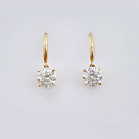 Orecchini Pendenti Classici a Quattro Punte in Oro Giallo 18K con Diamanti Coltivati in Laboratorio, Orecchini Raffinati alla Moda, Orecchini con Diamanti, Orecchini in Oro
