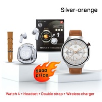 Reloj Inteligente D21 Watch 4 Set con Auriculares 2 en 1, Correas Dobles, Reloj Redondo para Hombre, Ideal para Regalo