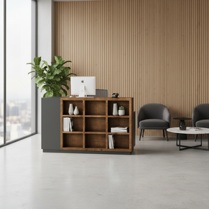Bureau d'accueil moderne en panneaux de bois pour usage commercial, bureaux, salons de coiffure, ateliers, par l'usine de meubles Barber Furniture - Product Image 3