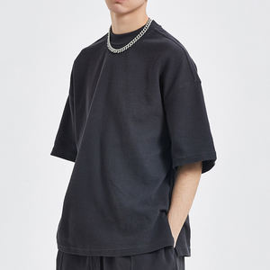 T-shirt unisexe basique à manches courtes surdimensionné personnalisé, poids lourd, streetwear, col rond, pour homme - Product Image 1