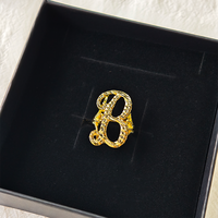QIUHAN Bagues initiales torsadées vintage plaquées or antique pour femme, cadeau d'anniversaire personnalisé avec alphabet creux