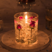 Maßgefertigte Transparente Gelee-Wachskerze, Echte Blütenblätter Aromatherapie-Kerze, Glasverpackung, Geburtstag, Erntedankfest