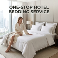 Parure de lit d'hôtel personnalisable en coton 100% teint réactif - Draps plats et housses de matelas cousus résistants à la décoloration, 300 fils au pouce carré, ignifuges