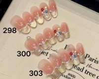 201-300 Prêts à expédier 10 pièces Faux ongles longs à couverture complète en acrylique 3D, design personnalisé avec logo, 2023, faits main, à presser