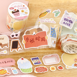 1 rotolo di nastro adesivo fustellato scrivibile, con elementi quotidiani carini e dolci, ideale per collage e decorazioni di quaderni. - Product Image 2