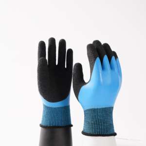 Waterdichte En Slijtvaste <span class=keywords><strong>Latex</strong></span> Handschoenen Blauw <span class=keywords><strong>Latex</strong></span> Volledig Gecoate Handschoenen - Product Image 6