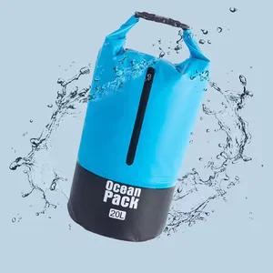 Tas ransel tahan air mengambang, tas ransel 10l/20l karung atas gulung tetap kering untuk Kayaking arung jeram, berenang, mendaki, Pantai