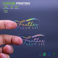 Autocollants holographiques transparents en PET pour l'art des plumes, décalcomanies à changement de couleur pour gel à sourcils, avec écriture cursive douce, pour la beauté (vente en gros)