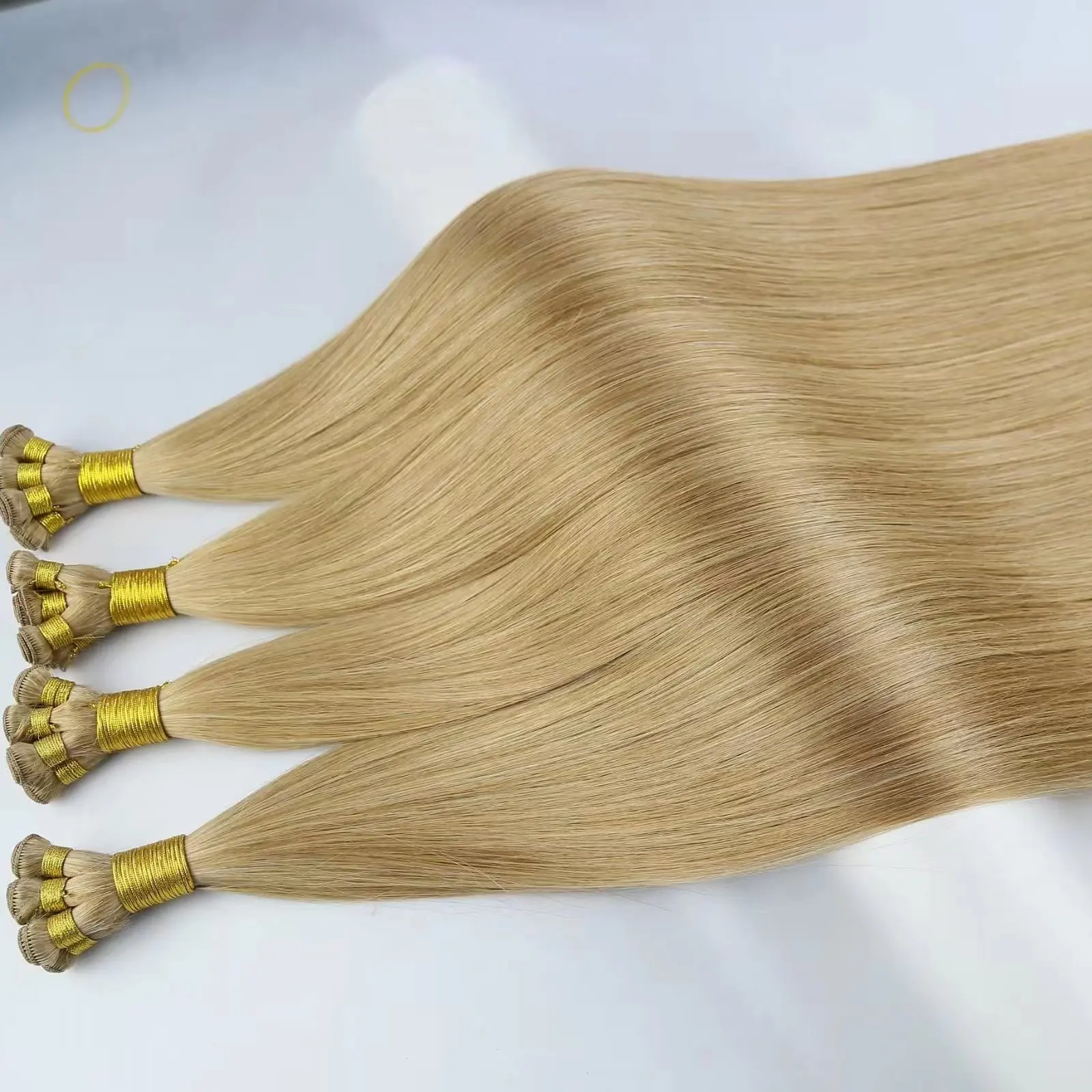 Amara 2023 good quality hand tied weft human hair extensions blonde 22 inch european hair cuticle aligned hand tied wefts