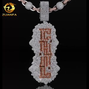 Pendentifs Lettres Verticales Tendance 2026, Bijoux Initiaux Commémoratifs en Moissanite Iced Out, <span class=keywords><strong>Pendentif</strong></span> Chaîne en Moissanite - Product Image 3