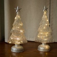 Wishing Star Weihnachts-LED-Leuchtbaum, exquisiter, batteriebetriebener, retro-bemalter Glas-Kleinschmuck für den Schreibtisch