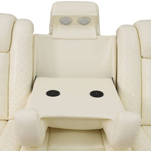 White Breathing Leather 3-Piece <b>Living</b> <b>Room</b> Recliner <b>Sofa</b> Set Intelligent Recliner <b>Sofa</b> - Product Image 5