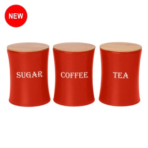 Food Jar Food Vintage Kitchen Food Storage Jar For Sugar Coffee Tea 3PCS Canister Set Metal Canister Set