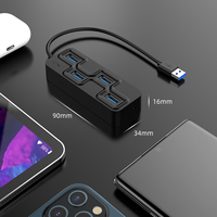 Rocketek Hub USB 3.0 4 en 1 avec alimentation DC 5V pour téléphone et ordinateur