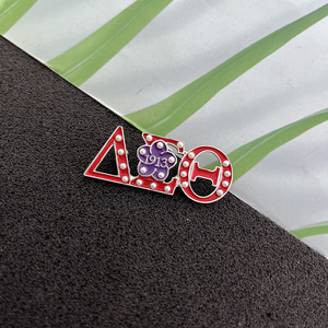 Université grecque rouge Delta chère fleur violette SPR17 triangle lettre fleurs violettes soeurs cadeau personnalisé sororité broche broche - Product Image 4
