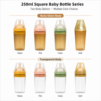 Biberon anti-colique en silicone sans BPA avec poignée, paille et tétine à bille lestée, large ouverture, grande taille pour nouveau-né