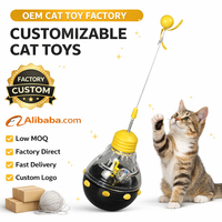 Juguete Interactivo de Lujo Todo en Uno para Gatos: Varita con Bola LED y Opción de Hierba Gatera, Dispensador de Premios Ajustable para Juego Diario en Interiores
