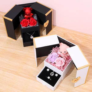 Valentine's Day <b>Rose</b> Rectangle Magnetic Snap Jewelry Storage <b>Box</b> In-Stock Earring Rings Necklace Gift Packaging - Product Image 6