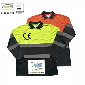 Custom ad alta visibilità maniche da lavoro polo fluorescenza striscia riflettente hi vis abbigliamento da lavoro riflettente abbigliamento di sicurezza