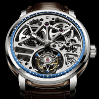 Montres automatiques squelette pour hommes d'affaires avec tourbillon, boîtier en acier inoxydable, conception d'usine et personnalisation par lots, pour marque privée