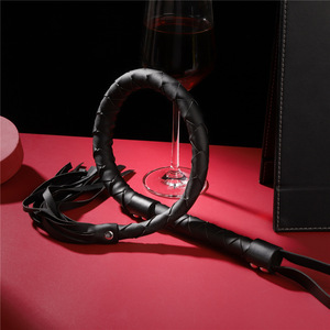 Fouet en cuir noir, fouet gay, fouet serpent alternatif SM, fouet à pompon en PU, jouet sexuel - Product Image 3