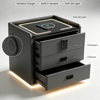 Table de chevet intelligente à 3 tiroirs avec charge sans fil, verrouillage par mot de passe, haut-parleur Bluetooth et lumière LED pour la maison, l'hôtel, vente en gros de meubles