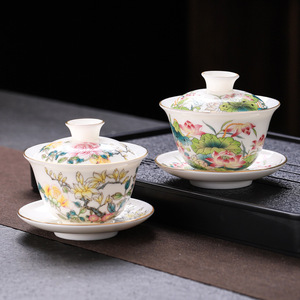 <span class=keywords><strong>Bol</strong></span> à thé en émail de porcelaine bleu et blanc, <span class=keywords><strong>bol</strong></span> à thé Kung Fu Sancai avec couvercle, <span class=keywords><strong>bol</strong></span> à thé en céramique avec couvercle - Product Image 2