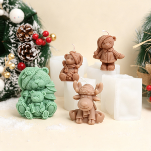 Stampo in Silicone per Candele a Forma di Orso Natalizio e Renna, Stampo 3D per Resina, Sapone e Cera a Forma di Babbo Natale, <span class=keywords><strong>Orsetto</strong></span>, Alce, <span class=keywords><strong>Decorazione</strong></span> Natalizia Fai-da-Te - Product Image 5