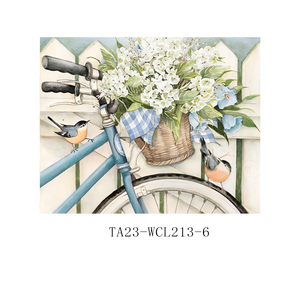 Quadro su tela con bicicletta floreale ad acquerello, stampe di biciclette vintage con ghirlanda per decorazioni d'ingresso - Product Image 4