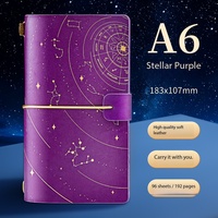 Carnet de notes créatif A5 HBC Douze Constellations en cuir vintage rétro imprimé UV avec bande élastique personnalisée – Cadeau Zodiaque