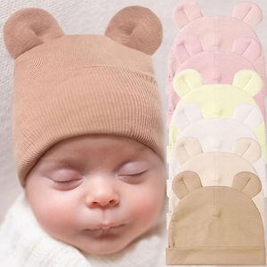 <span class=keywords><strong>Bonnet</strong></span> personnalisé super doux à double couche tricoté avec oreilles d'ours pour les nourrissons Casquette quatre saisons pour bébés garçons et filles - Product Image 2
