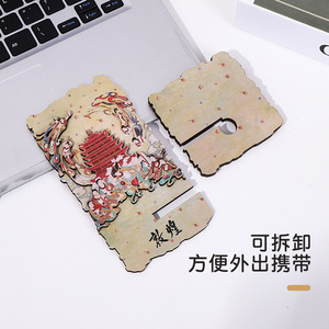 Dunhuang Wooden Phone <b>Stand</b> 15x8cm Portable Desk Holder Universal Creative Design - Product Image 2