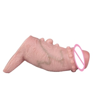 FAAK Inner Thread and Outer Texture Hump Penis Sleeve Cock Sheath Delay Ejaculation Penis Cover Reusable Condom Hollow <b>Dildo</b> - Product Image 2