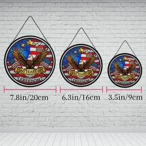 <b>Retro</b> Stained Glass Suncatcher Pendant 250 Years Of Freedom Usa Celebration - Product Image 6