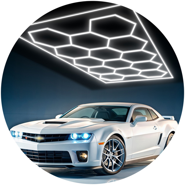 14 Grid Detailing Car Auto Light Wash Showroom Workshop Lighting Working Hex Hexagon Garage Honeycomb Hexagonal Lamps Led Lights