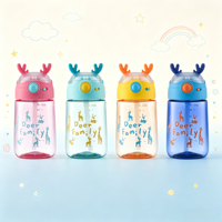 Bouteille d'eau réutilisable personnalisée de 430 ml en Tritan sans BPA, écologique, étanche et anti-fuite avec paille pour enfants et bébés, idéale pour l'extérieur