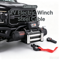 Treuil électrique 12V 12000 Lbs avec câble en acier, treuil de récupération pour 4x4, camion, SUV, tout-terrain, conduite sur sable et dunes