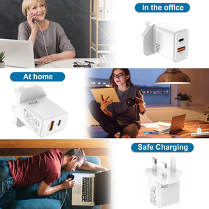 Caricabatterie Rapido da Muro 20W Dual Port PD QC3.0 con Spina EU/UK Tipo C per <span class=keywords><strong>iPhone</strong></span> <span class=keywords><strong>14</strong></span> 15 16 e Smartphone Android - Vendita all'Ingrosso - Product Image 6