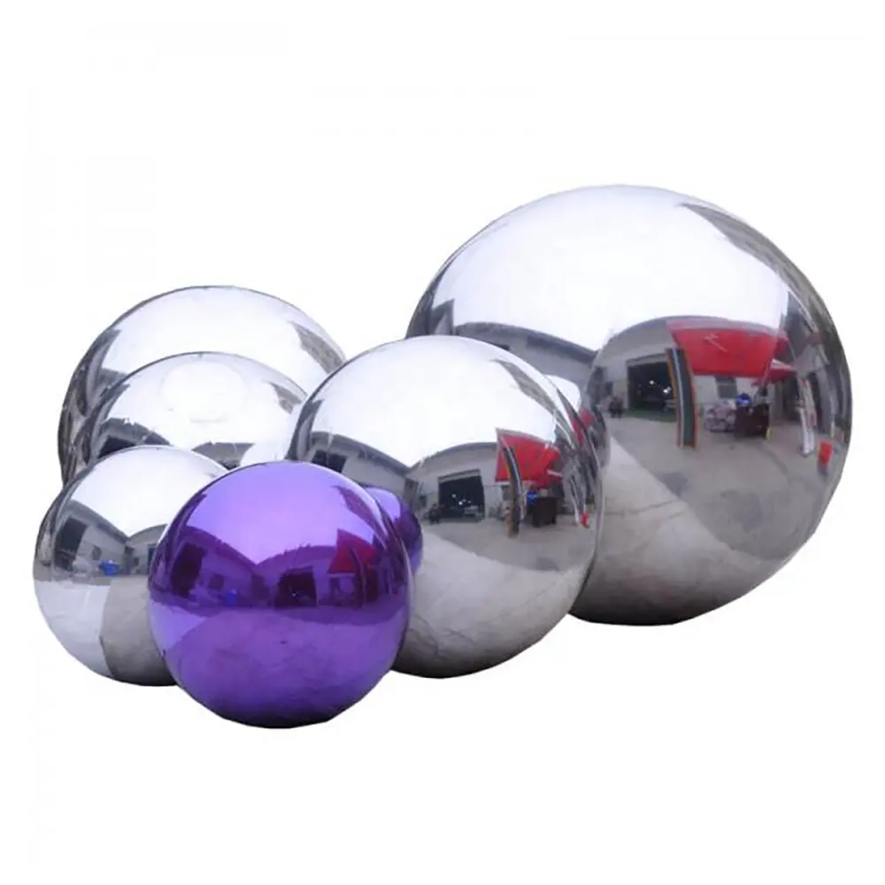 ลูกบอลกระจกเป่าลมทำจากพีวีซีสีเงินขนาด200ซม. สำหรับตกแต่งโฆษณาเชิงพาณิชย์