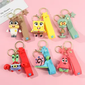 Hot Cartoon Snail Seastar Squirrel Sponge Optopus Soft PVC Silicon Kawaii Key Chains Story Handicraft Articles LC051 LC052