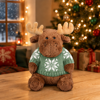 Peluche Mignonne Élan avec Rembourrage en Coton PP et Détails Brodés - Tissu Doux, Cadeau de Noël pour Enfants