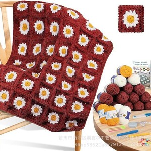 Kit de <span class=keywords><strong>crochet</strong></span> pour débutants Aeelike - Fils doux, instructions détaillées, kit de démarrage complet pour <span class=keywords><strong>couverture</strong></span> Daisy, DIY facile - Product Image 6