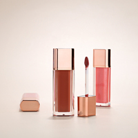 Gloss à lèvres en marque privée avec capuchon or rose, mat et brillant, longue tenue, hydratant, maquillage des lèvres personnalisé, rouge à lèvres