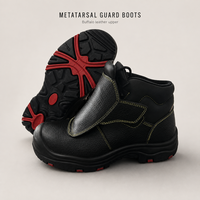 Bottes de sécurité avec protection métatarsienne pour le soudage, en cuir de buffle, semelle en caoutchouc PU, logo personnalisé, marque privée, exportateur chinois